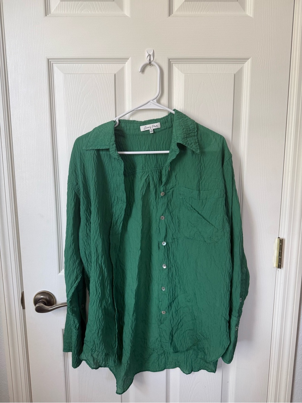 Emory Park Emerald Green Crinkled Top